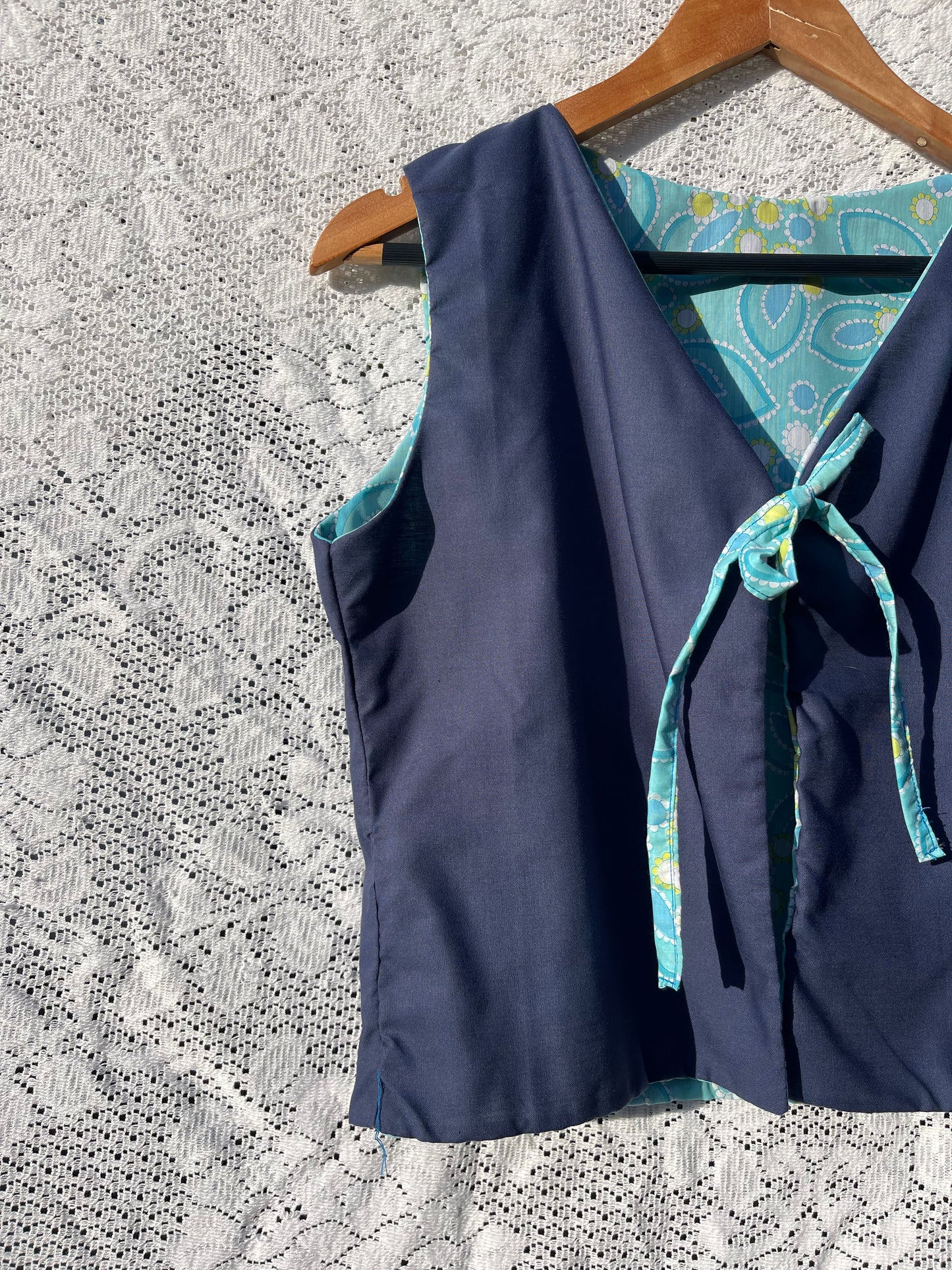 Blue reversible waistcoat