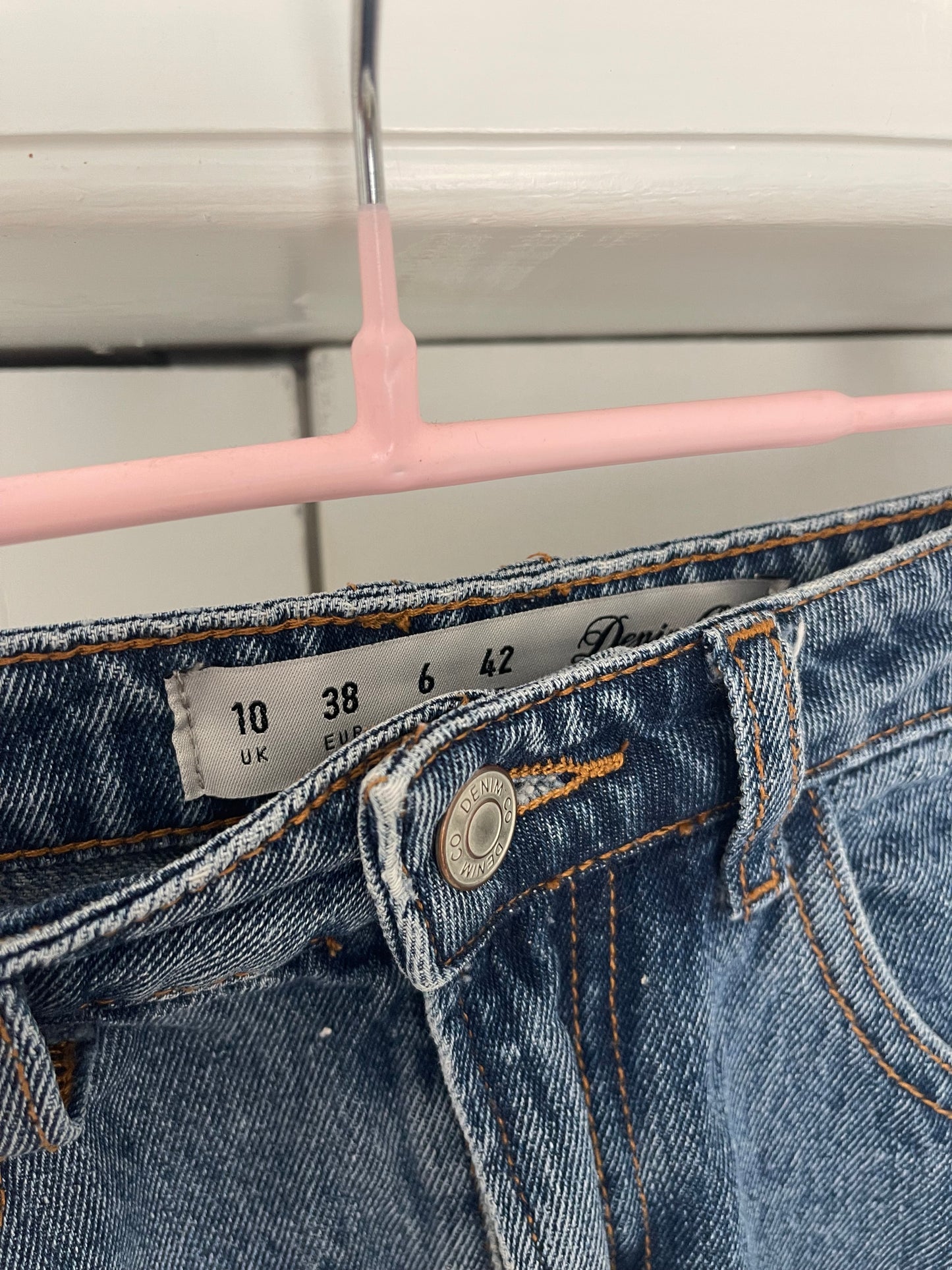 denim & lace upcycled skirt