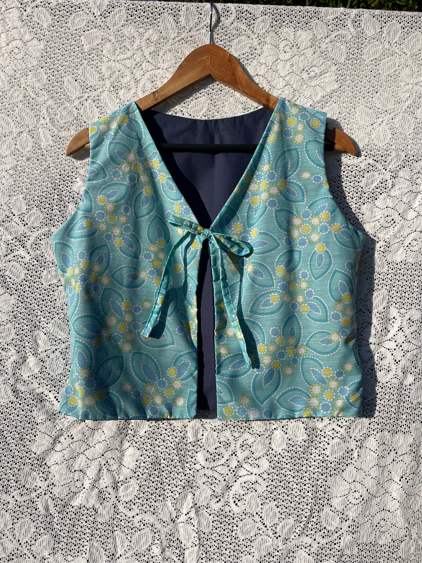 Blue reversible waistcoat