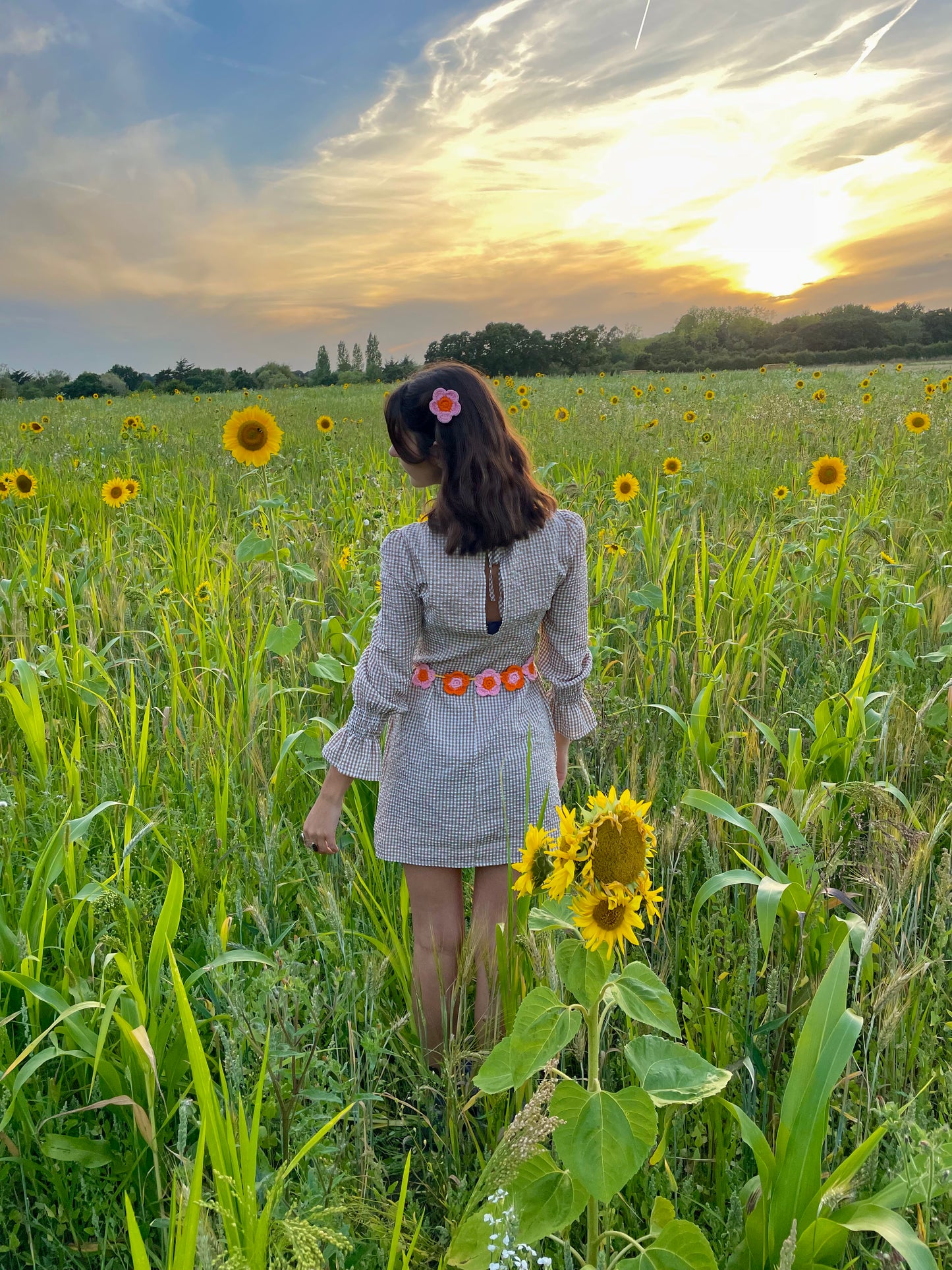 Crochet flower hair clip set