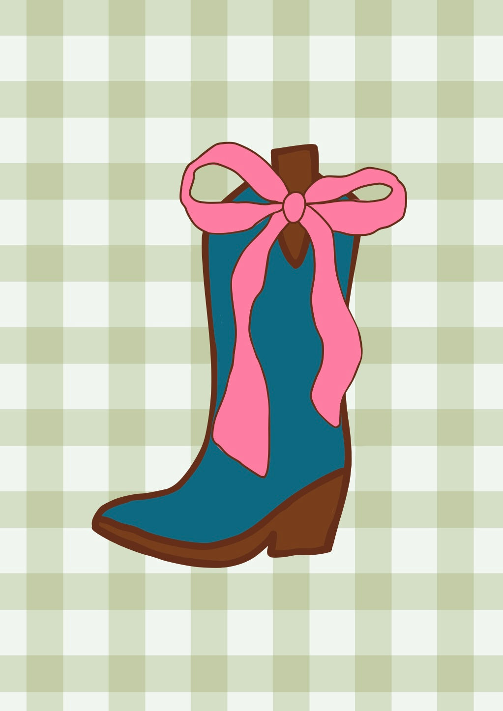Cowboy boot gingham A4 print