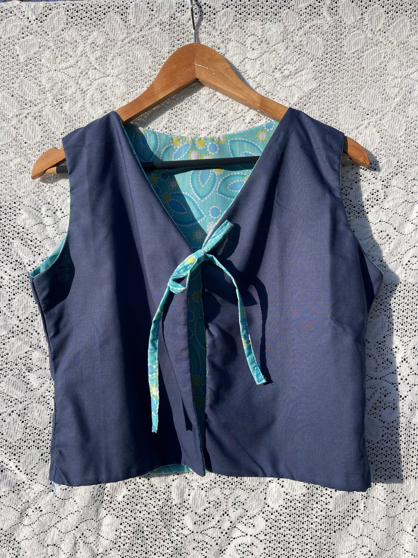 Blue reversible waistcoat
