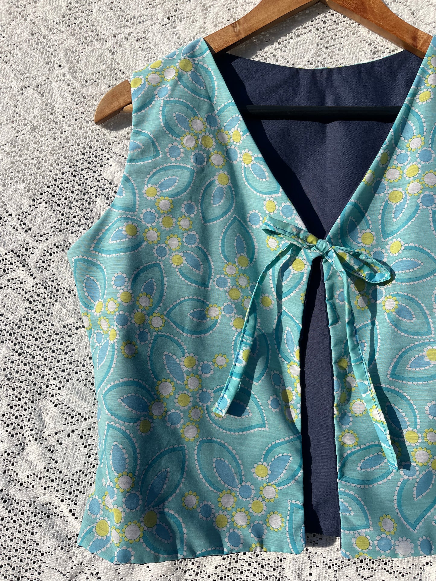 Blue reversible waistcoat