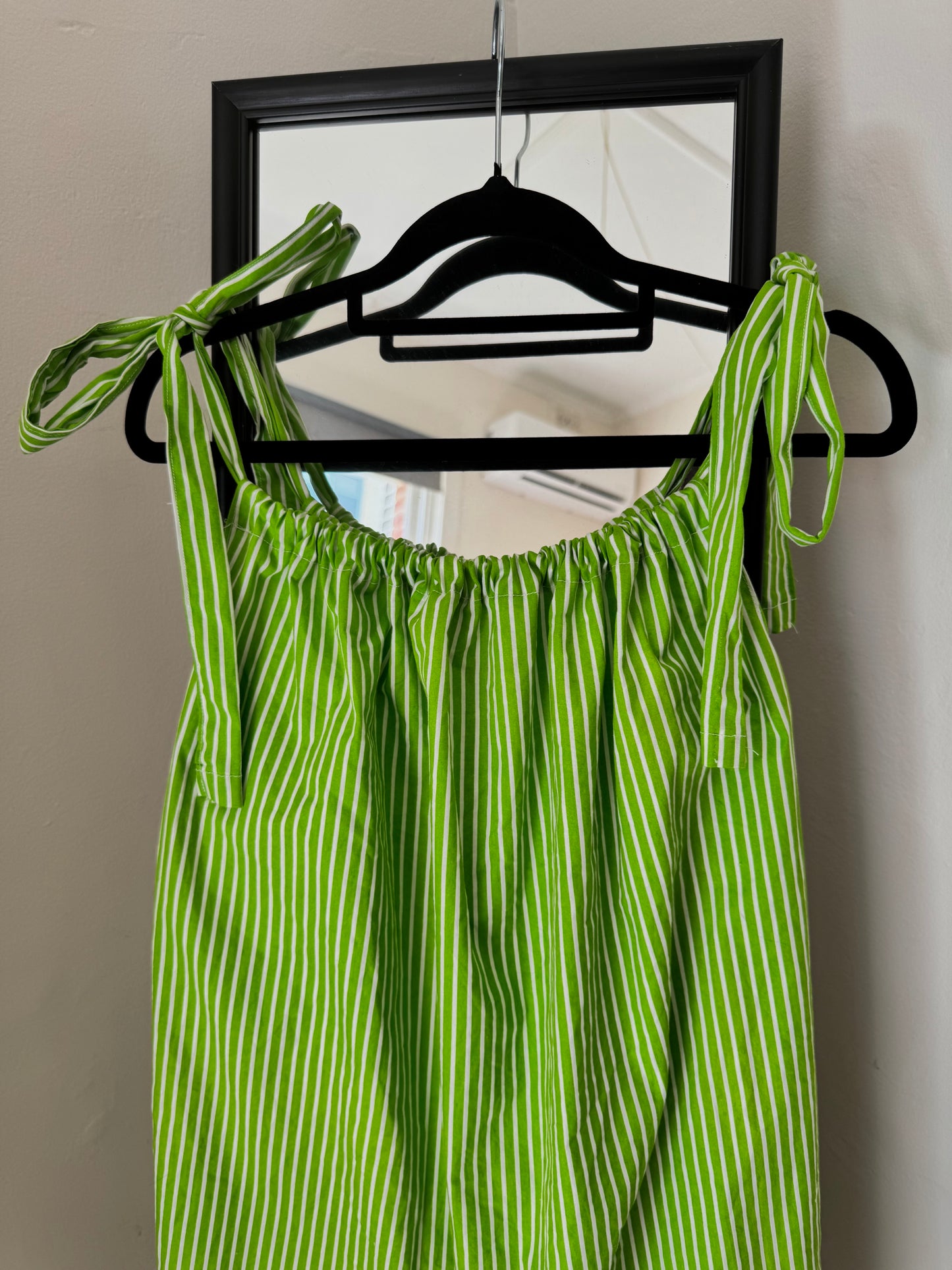 Rosemary Dress-Green stripes