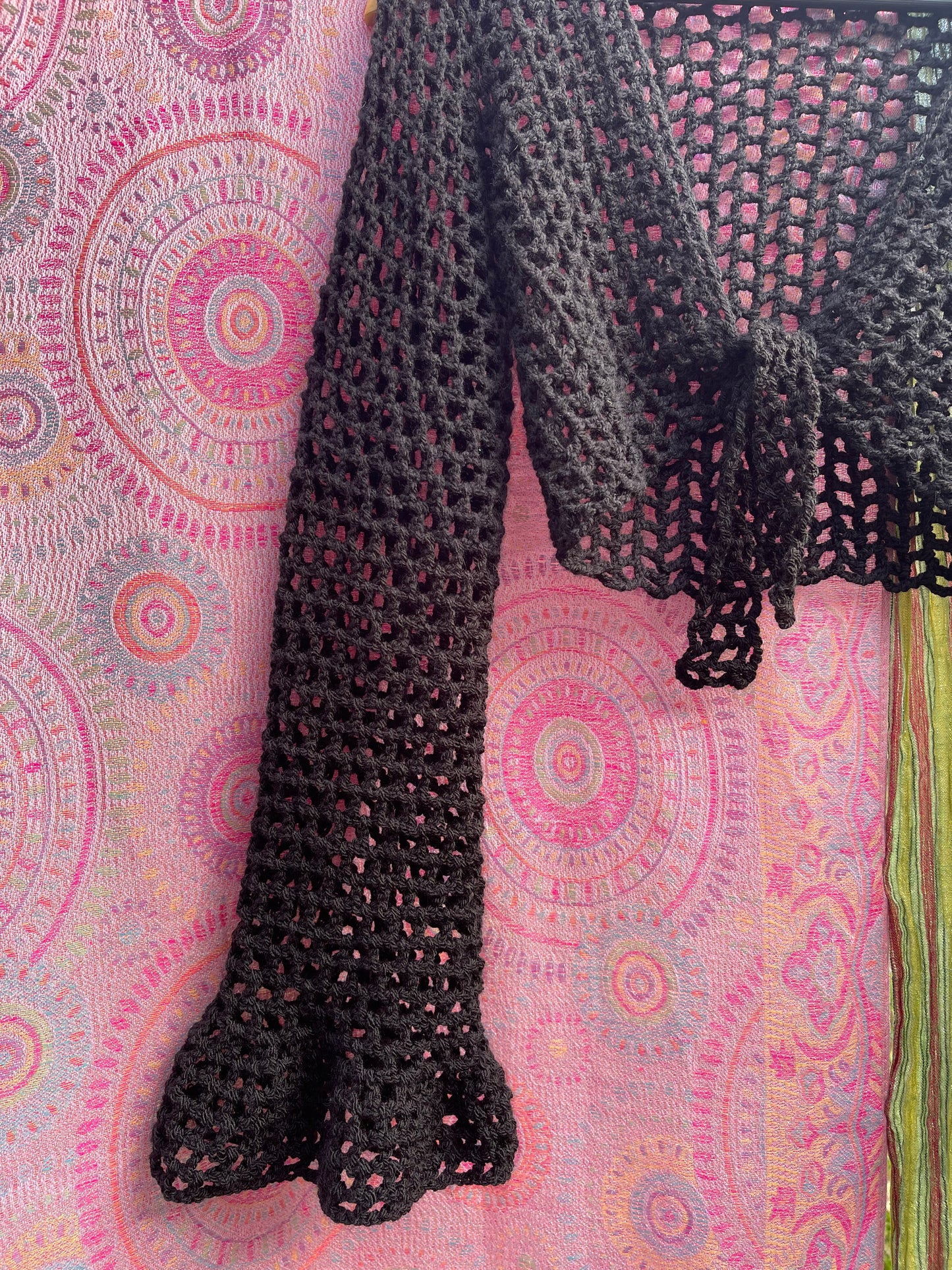 Black crochet tie top