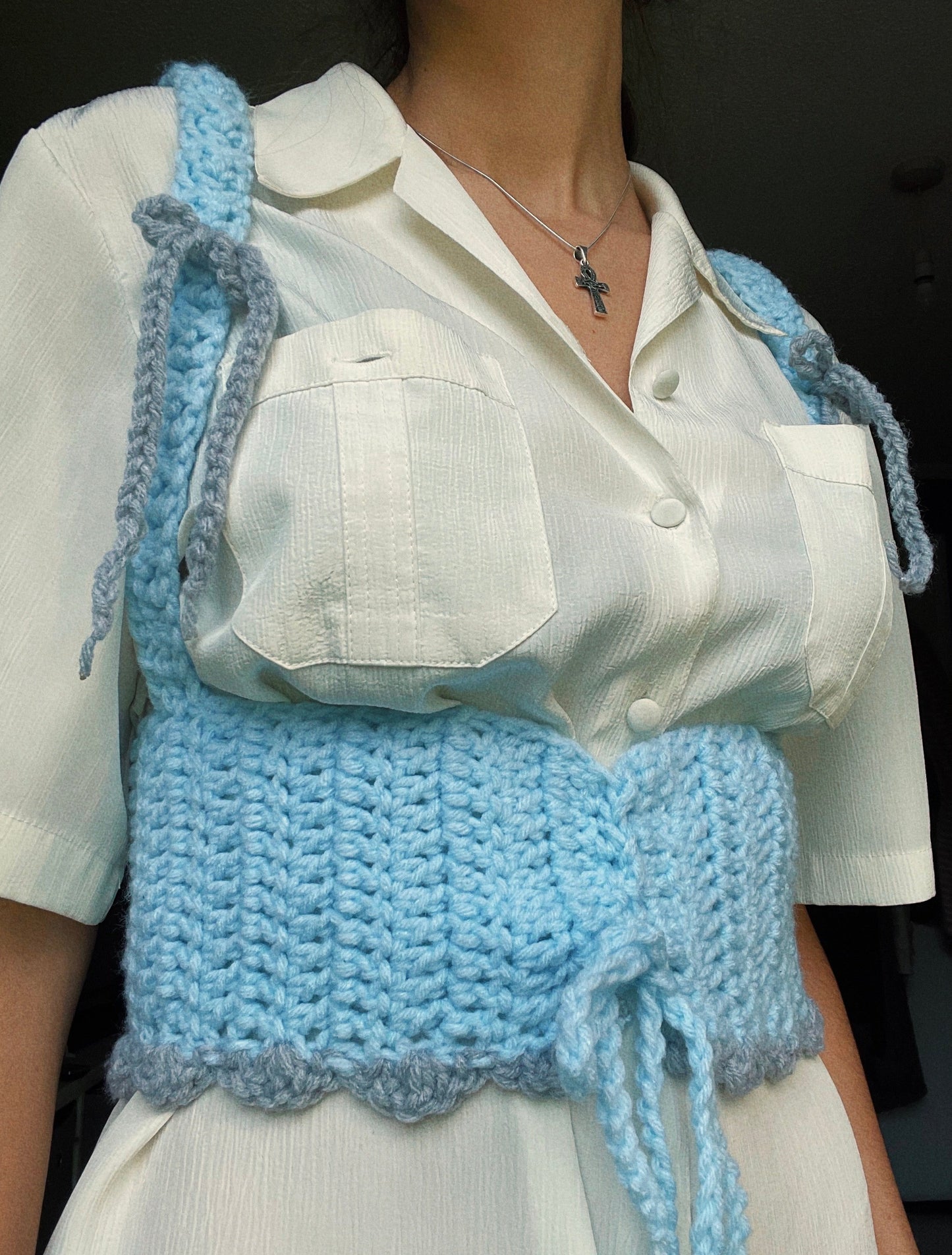 Blue Crochet Corset