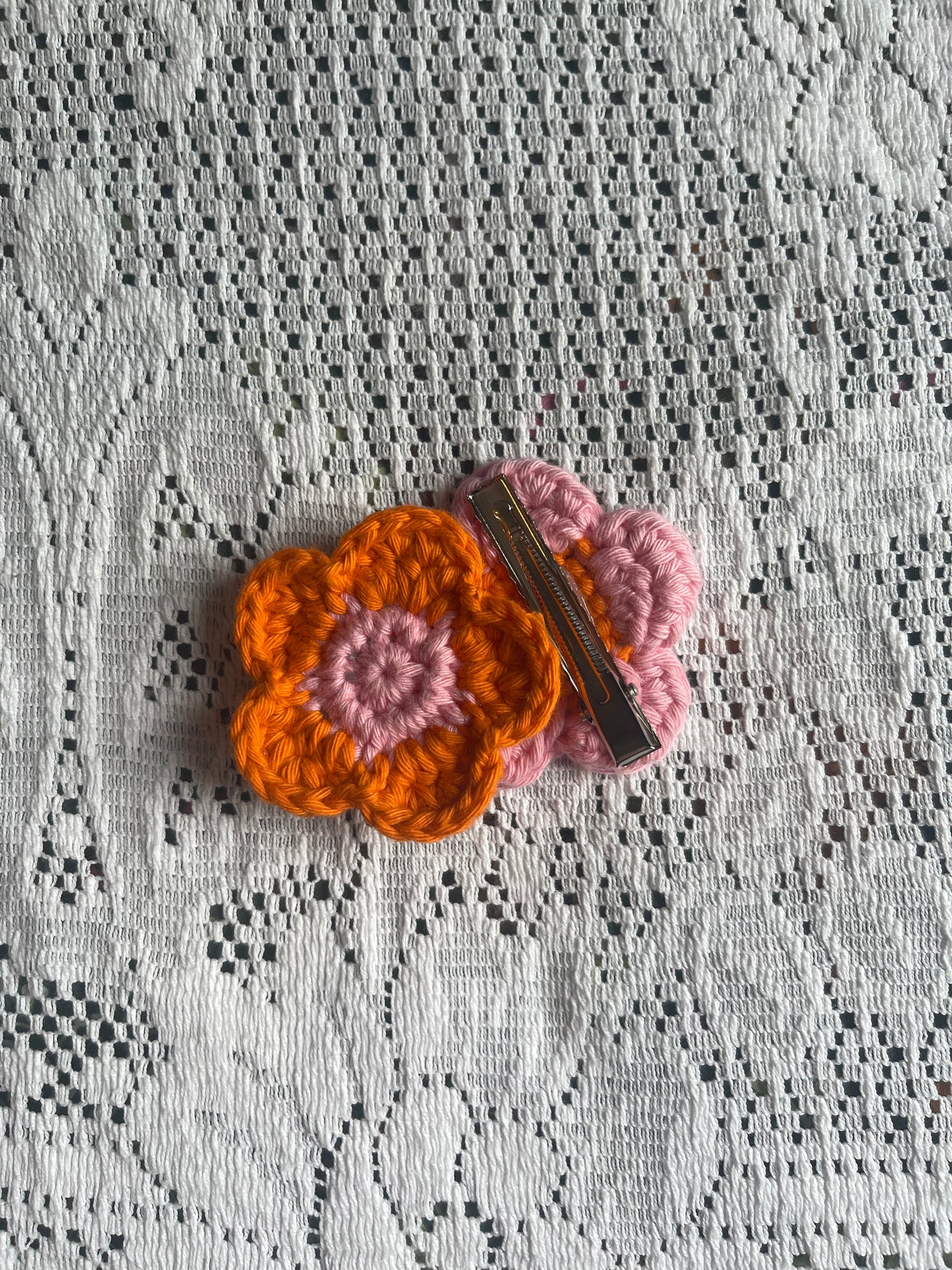 Crochet flower hair clip set