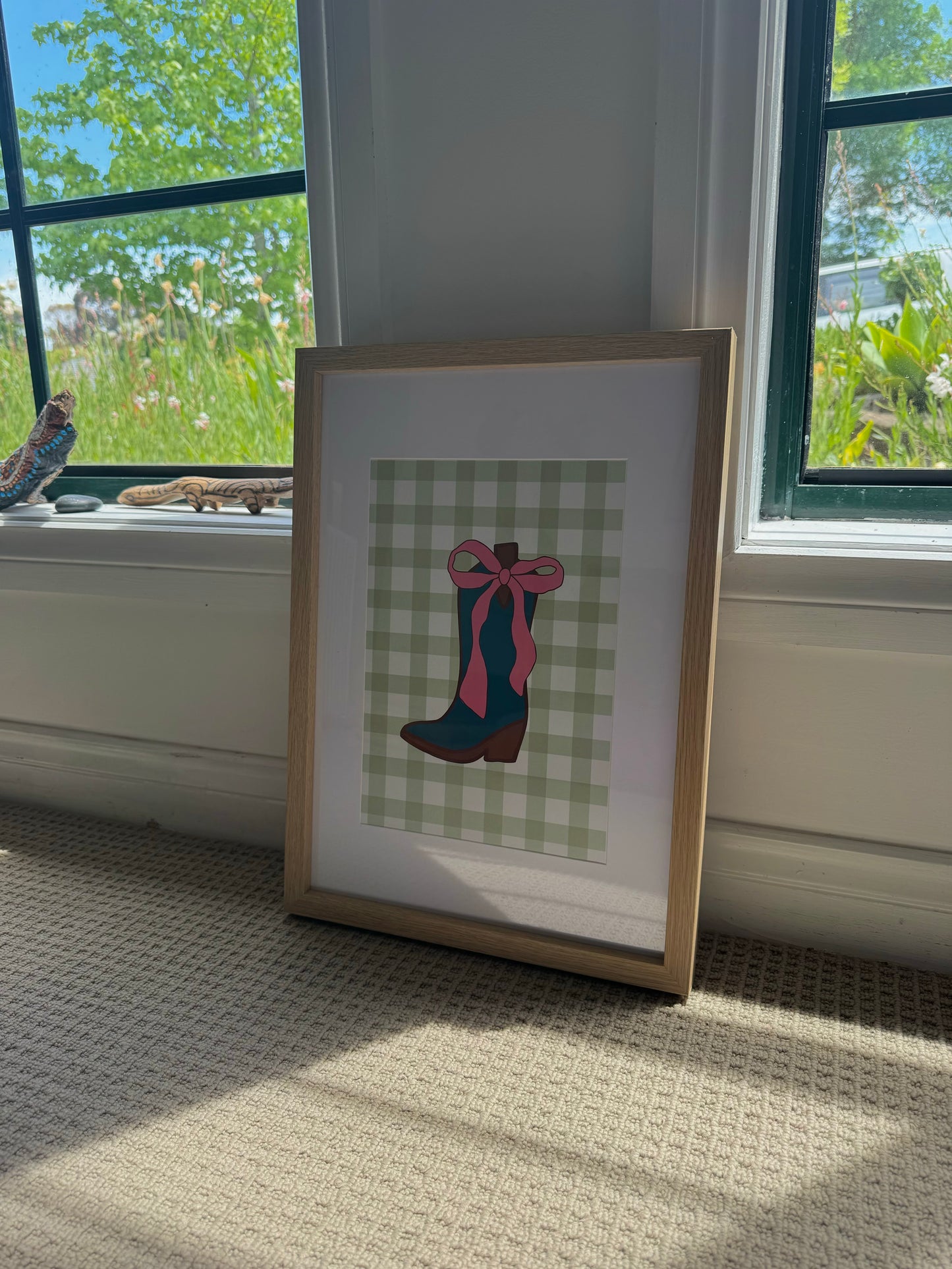 Cowboy boot gingham print