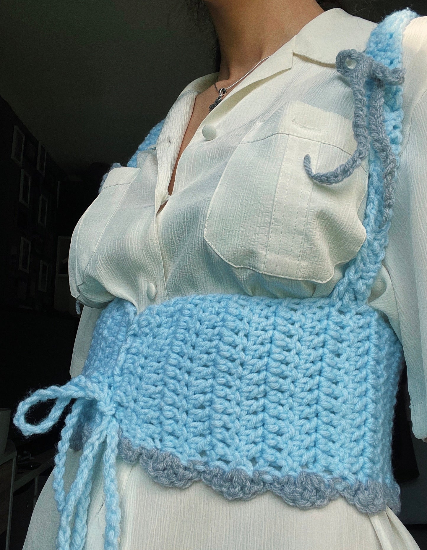 Blue Crochet Corset