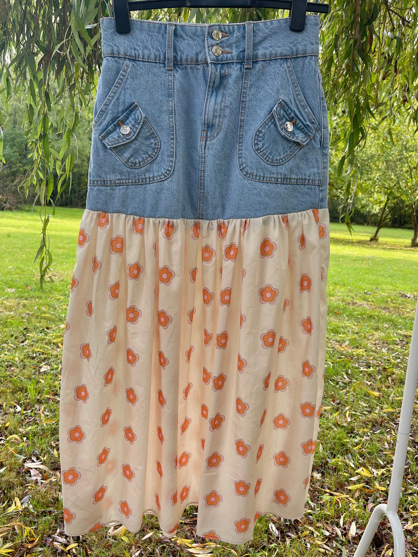 Upcycled Flower Power skirt