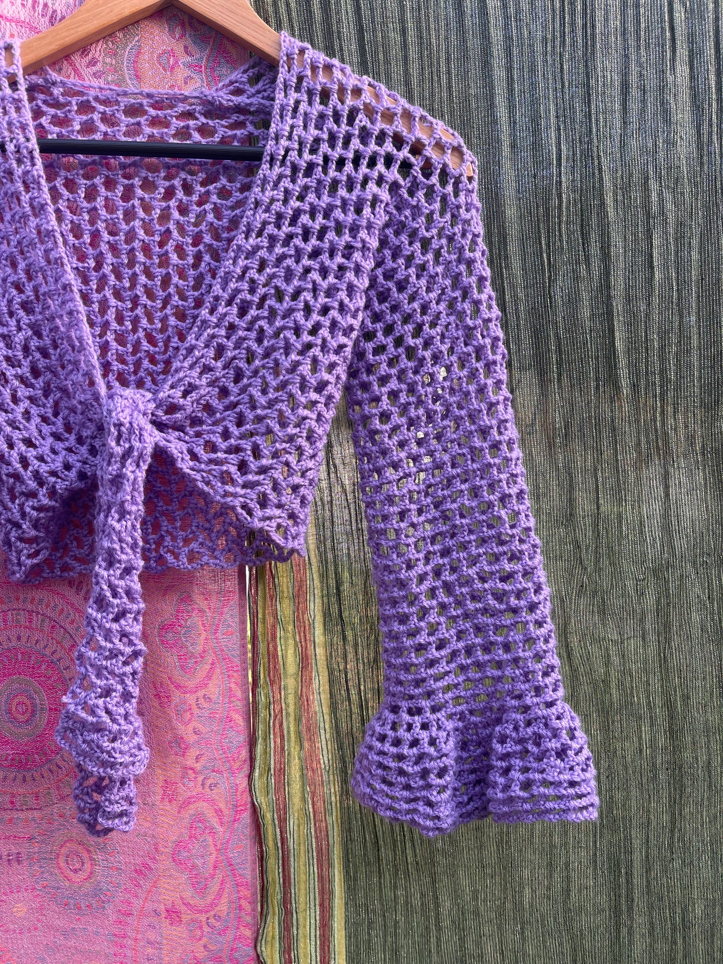Lilac crochet tie top