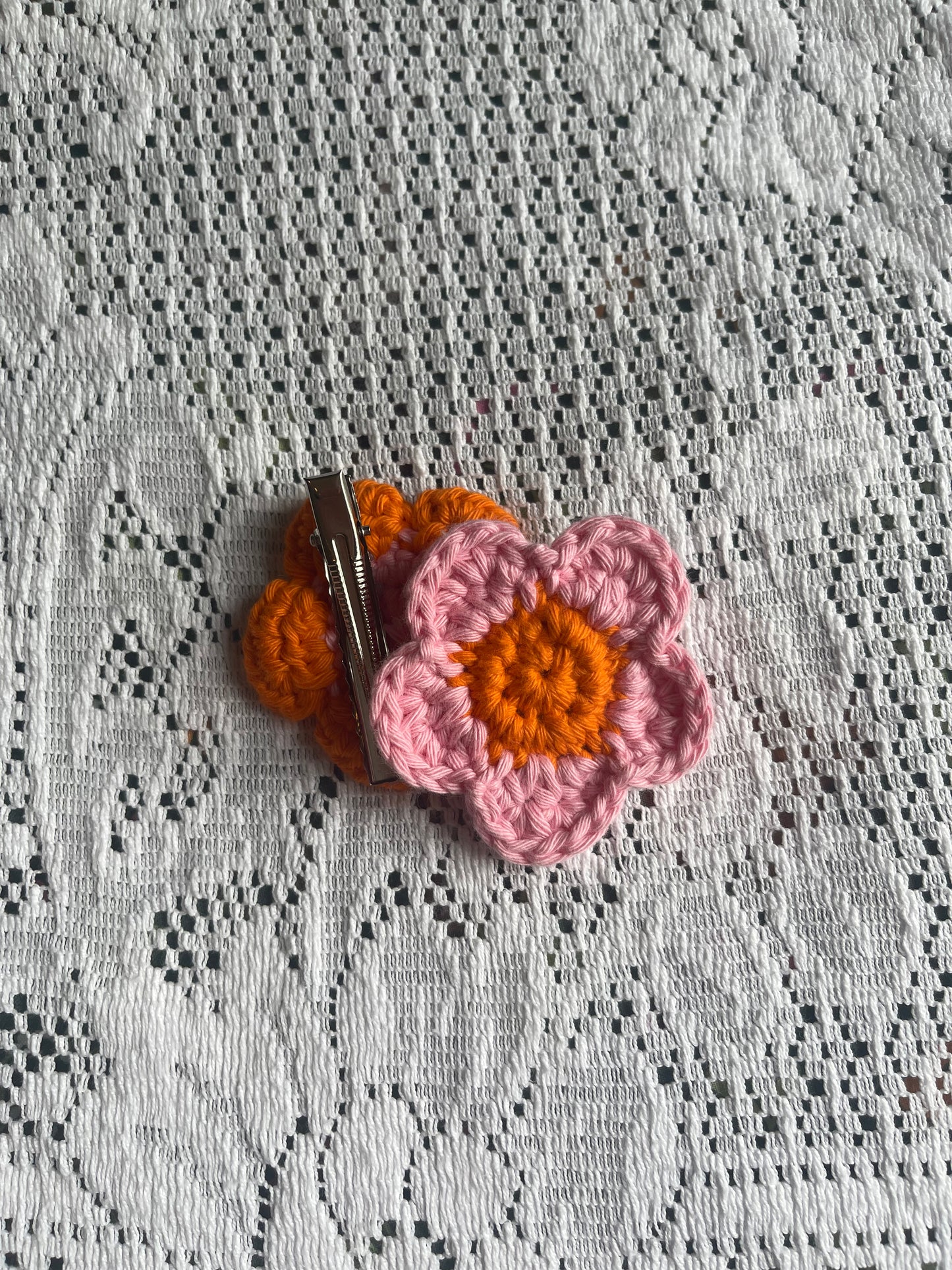 Crochet flower hair clip set