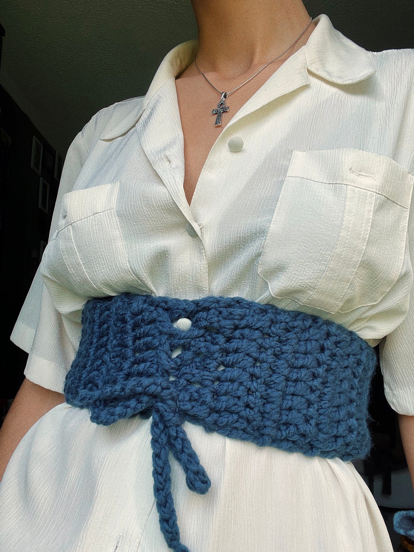 Navy Crochet Corset