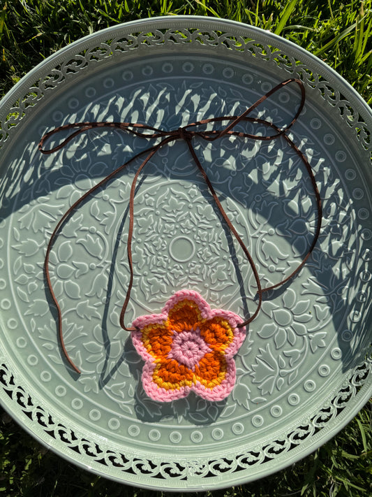 Crochet flower necklace