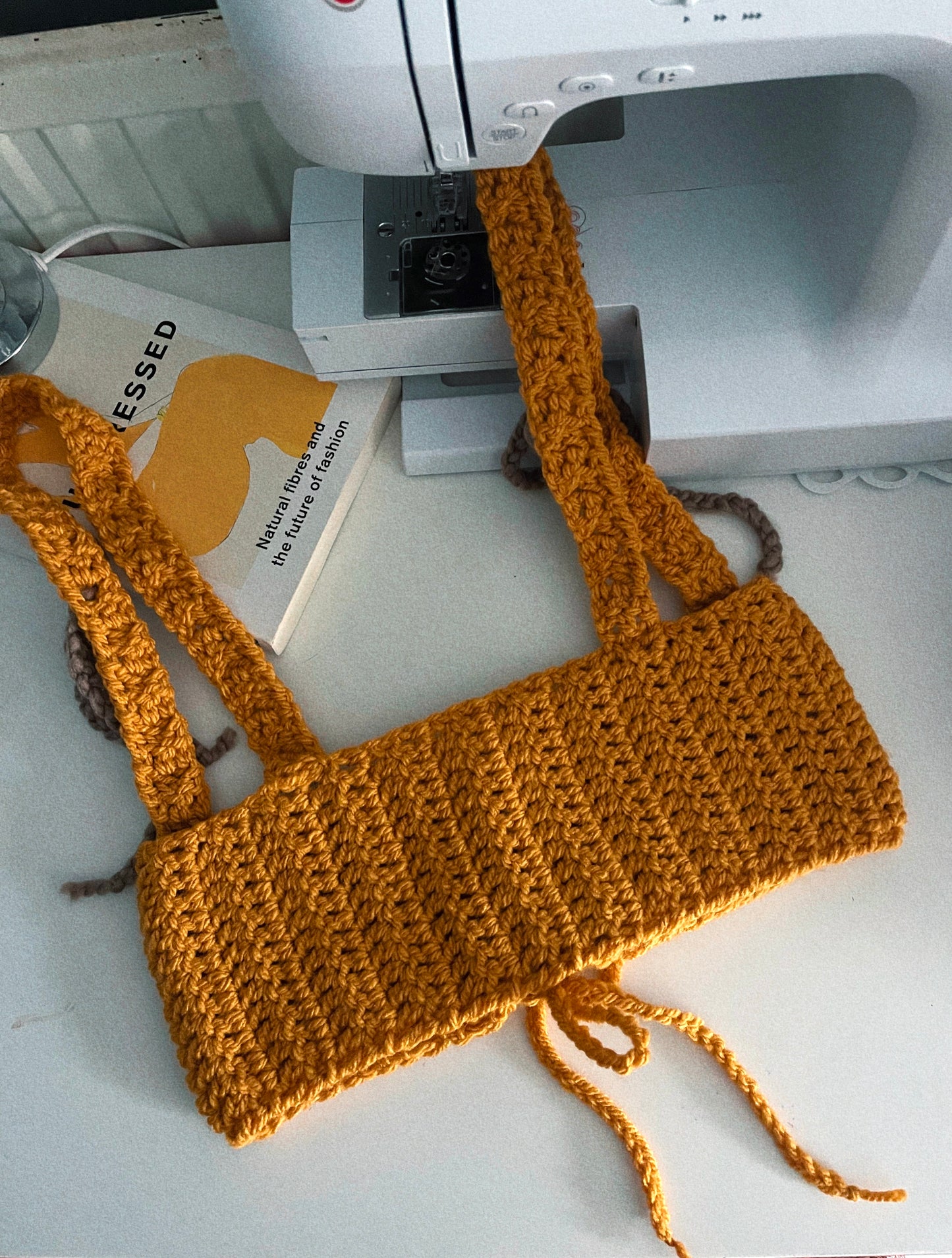Mustard Crochet Corset
